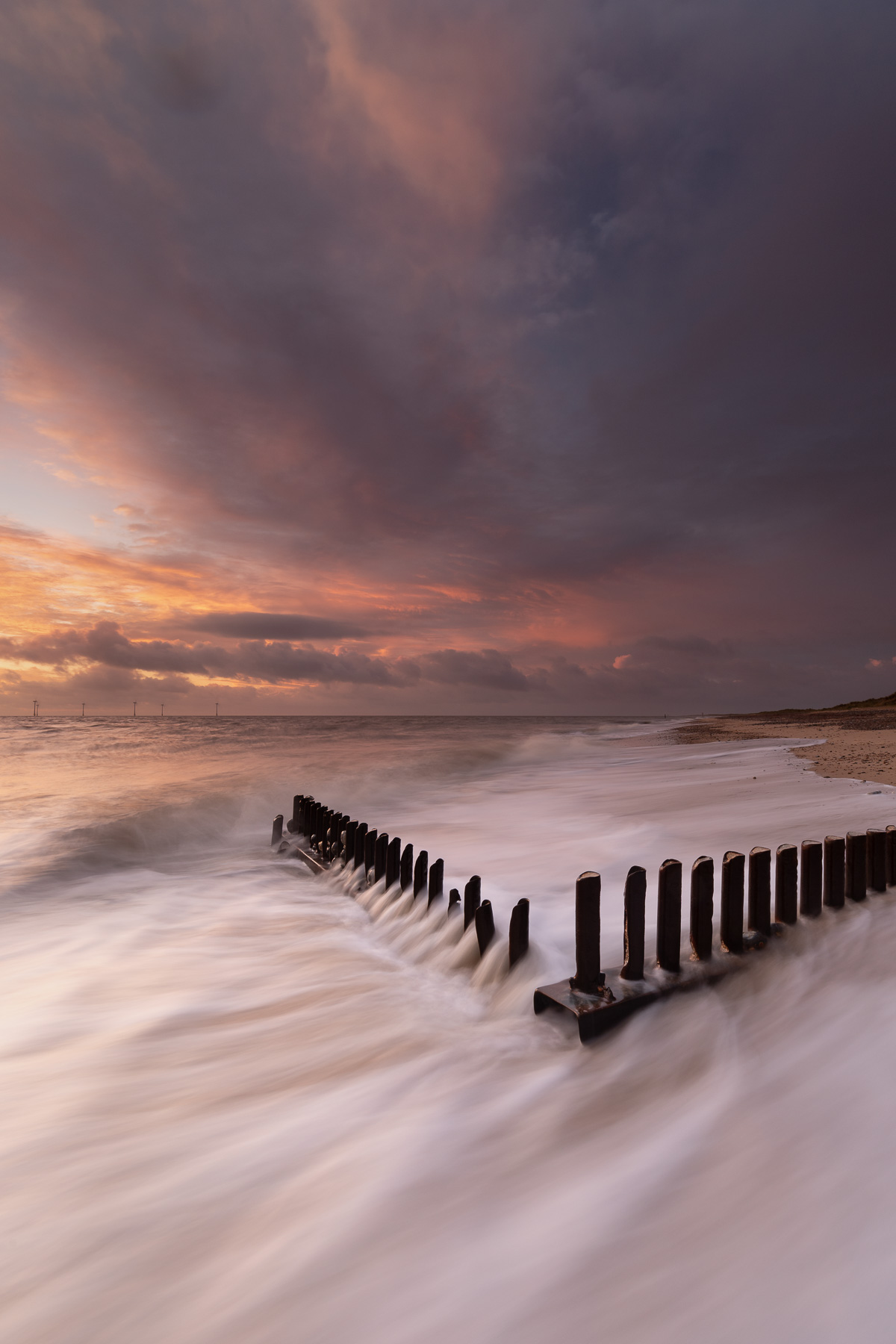 Caister beach with dramatic clouds